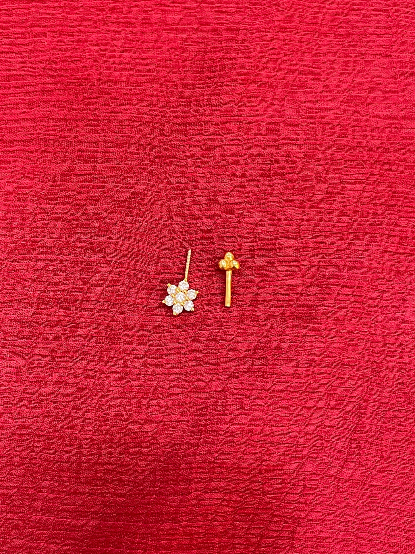925 Silver Gold Plated Flower Bugadi Pair