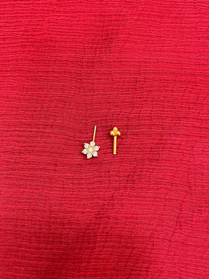 925 Silver Gold Plated Flower Bugadi Pair