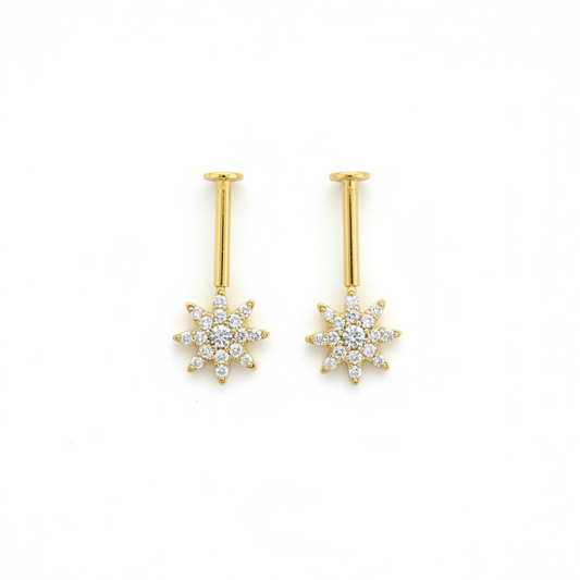92.5 Silver Star Shaped Bugadi | (pair) Trendy Elegant Design | Jewellery