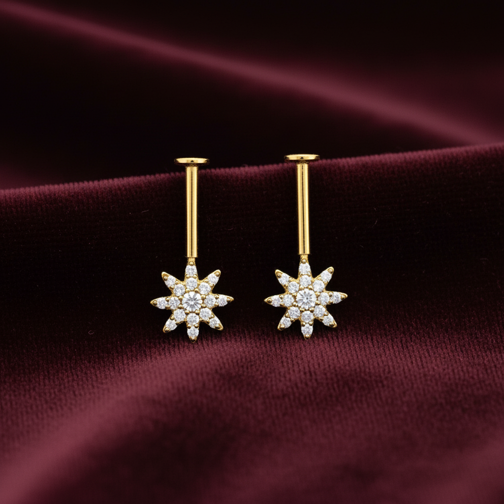 92.5 Silver Star Shaped Bugadi | (pair) Trendy Elegant Design | Jewellery