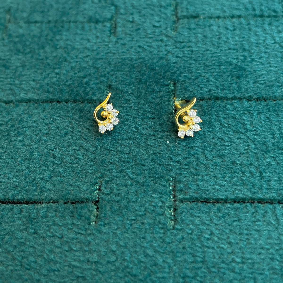 92.5 Sterling Silver Gold Plated CZ Peacock Hook Studs