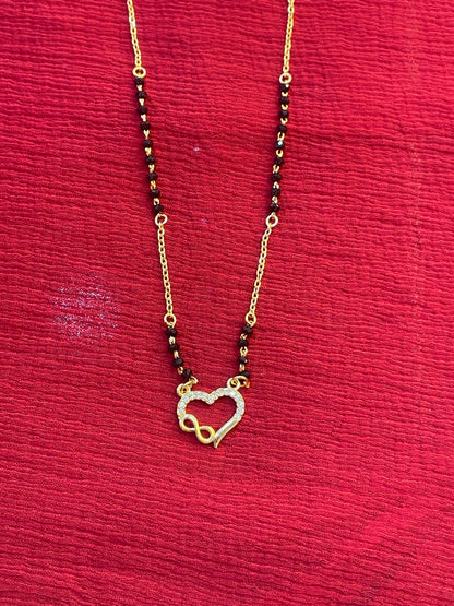 92.5 Silver Gold Plated Heart black beads chain - 19.5 inches