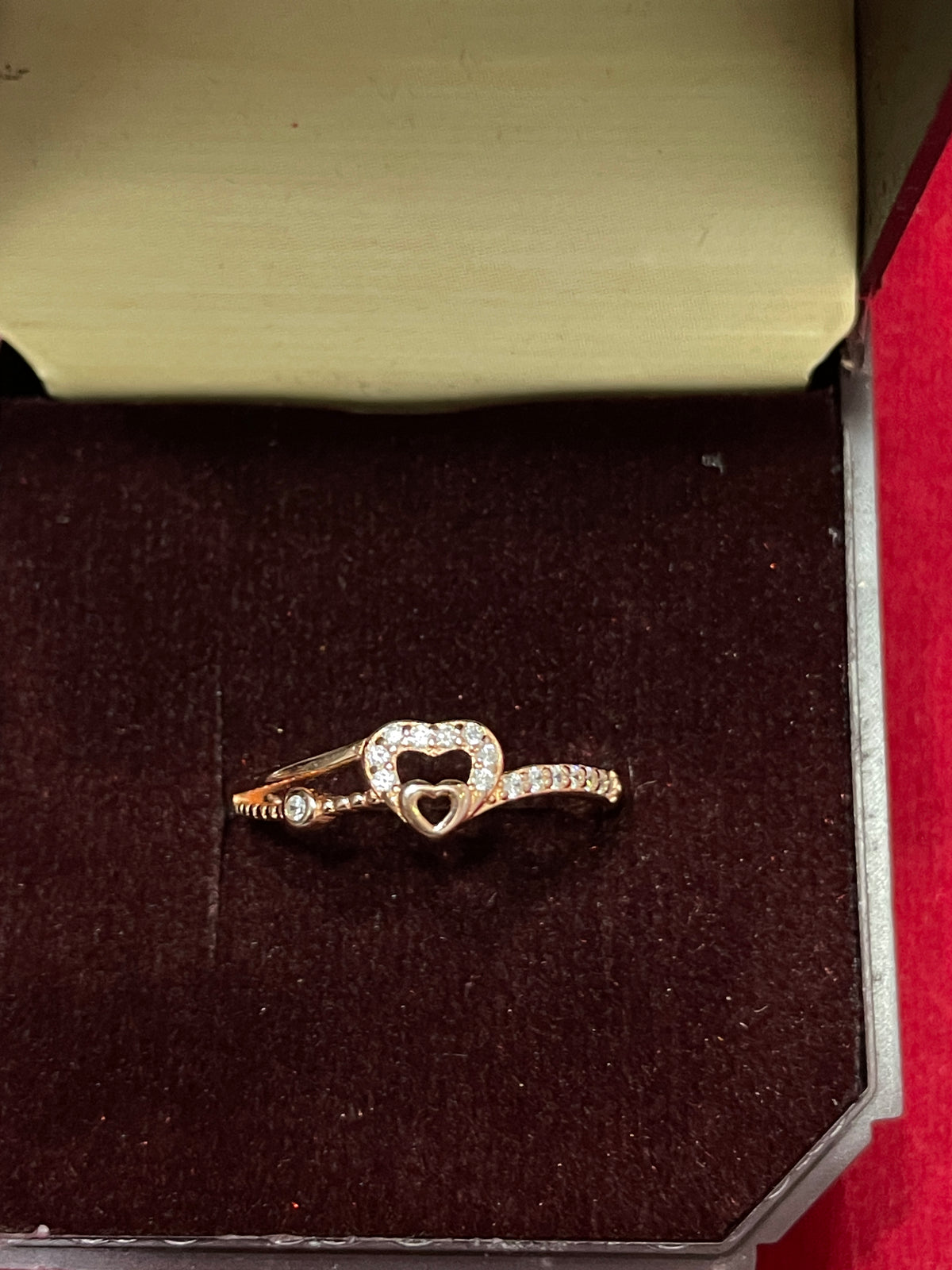 Silver Rose Gold Heart Ring for Women