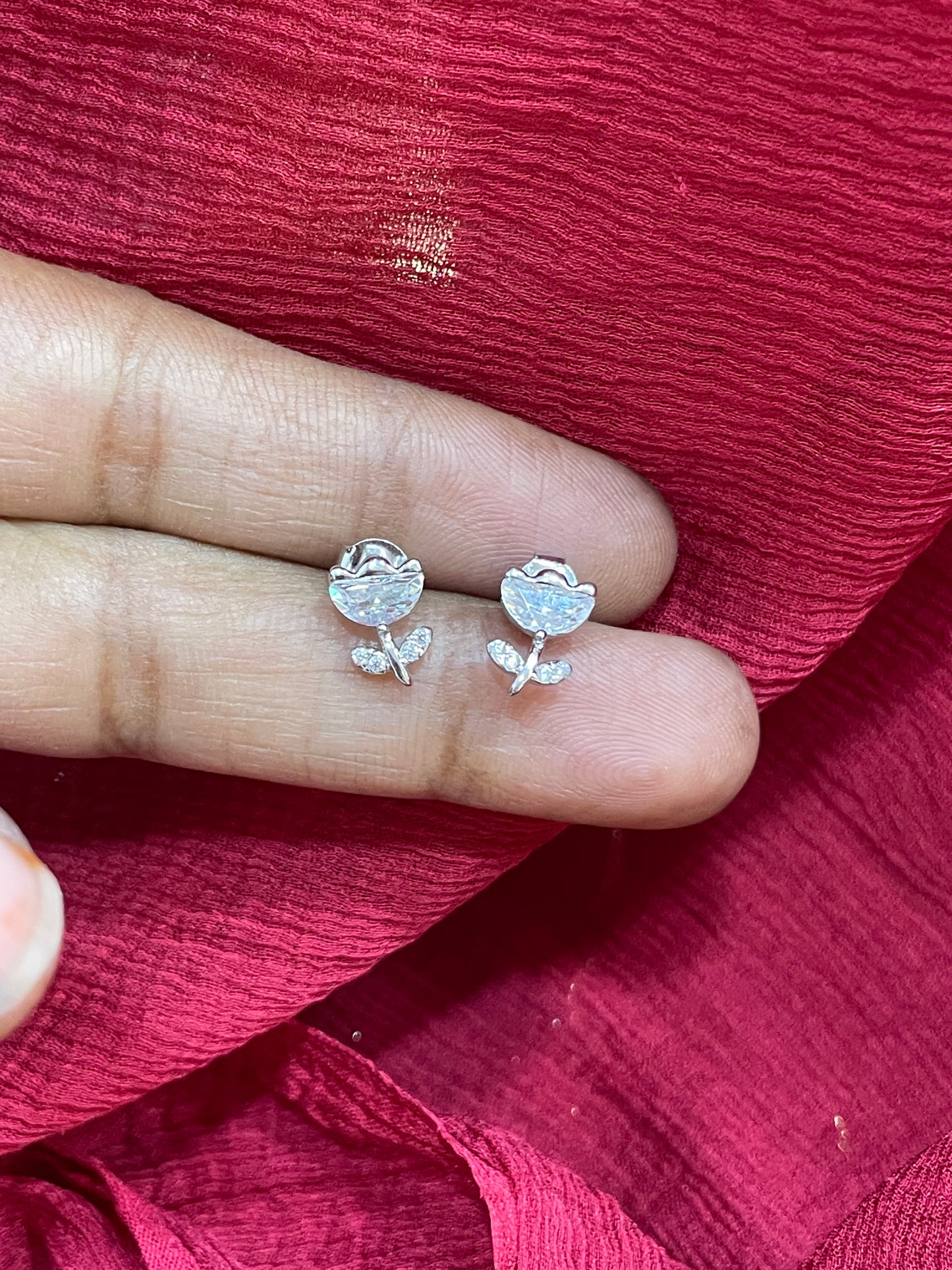 92.5 Silver Rose Stud Earrings | Classy Premium Floral Design | Jewellery