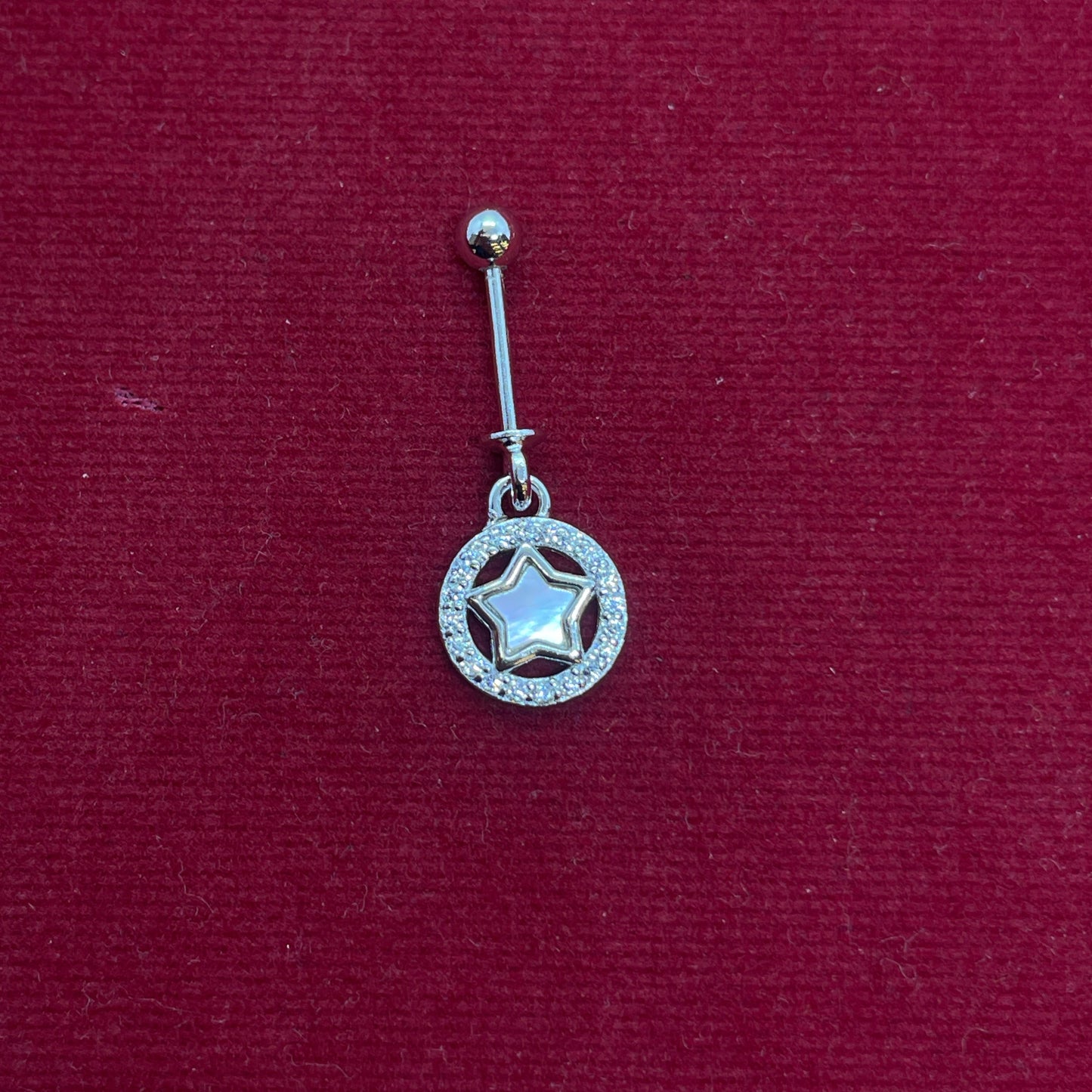 92.5 Sterling Silver Star in CZ Halo Circle Bugadi for Women | Mother-of-Pearl Star with Pavé CZ Frame | Helix Earring pair