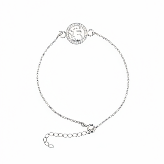 925 Sterling Silver Ik Onkar Rakhi | Stone-Studded Chain Rakhi for Raksha Bandhan