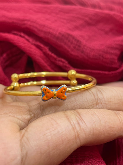 92.5 Silver Gold Plated Butterfly Kids Kada Pair | Baby Bracelet Set for Girls & Boys | Cute Stylish Jewellery