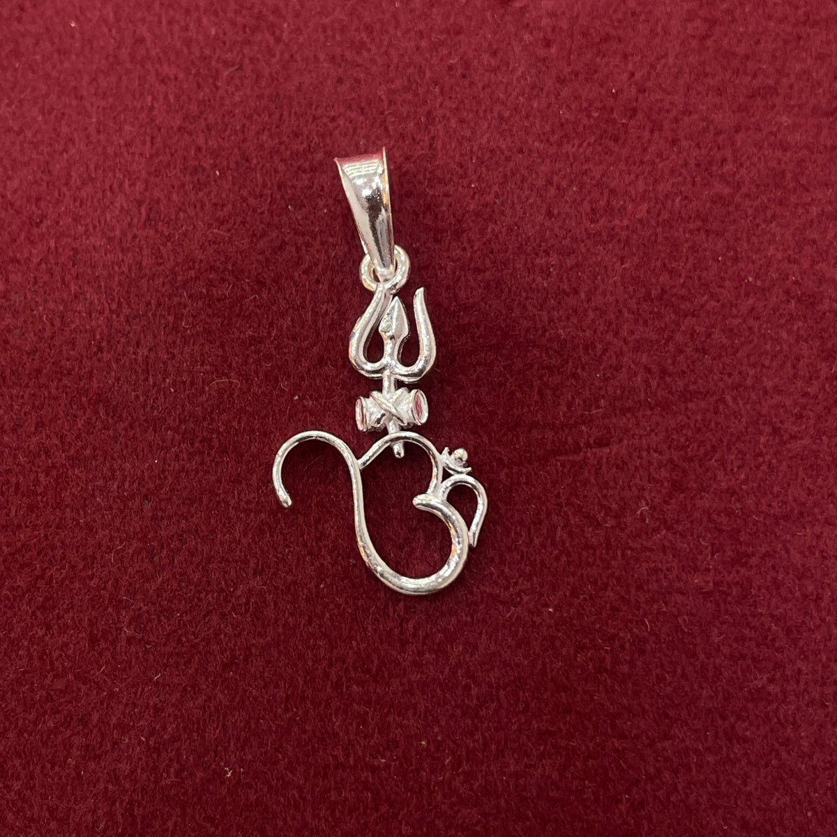 92.5 Sterling Silver Trishul Om Pendant