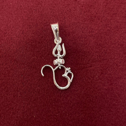 92.5 Sterling Silver Trishul Om Pendant
