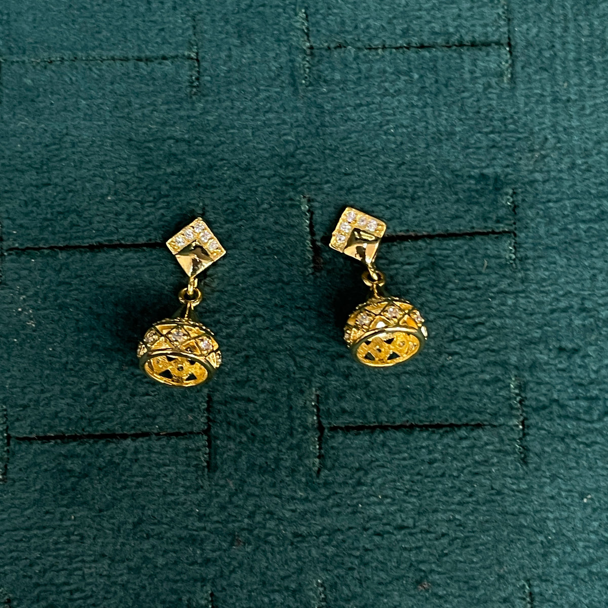 92.5 Silver Gold Plated White Stone Minimal Jhumkas for Women | Elegant Ethnic Design | Stylish Jewellery pair