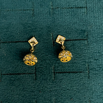 92.5 Silver Gold Plated White Stone Minimal Jhumkas for Women | Elegant Ethnic Design | Stylish Jewellery pair