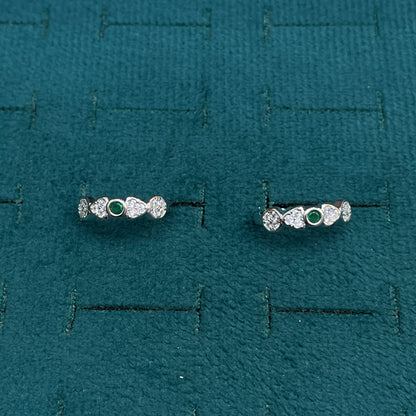92.5 Sterling Silver Emerald Green & White CZ Five Stone Open Toe Rings for Women — Pair