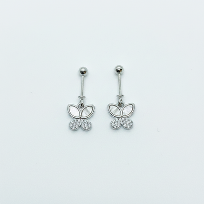 92.5 Sterling Silver Butterfly Bugadi for Women | Mother-of-Pearl Upper Wings & Pavé CZ Lower Wings | Helix Earring pair