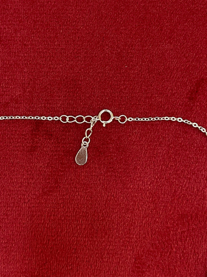 92.5 Silver Pave CZ & Plain Silver Dual Flower Cluster Pendant Necklace for Women
