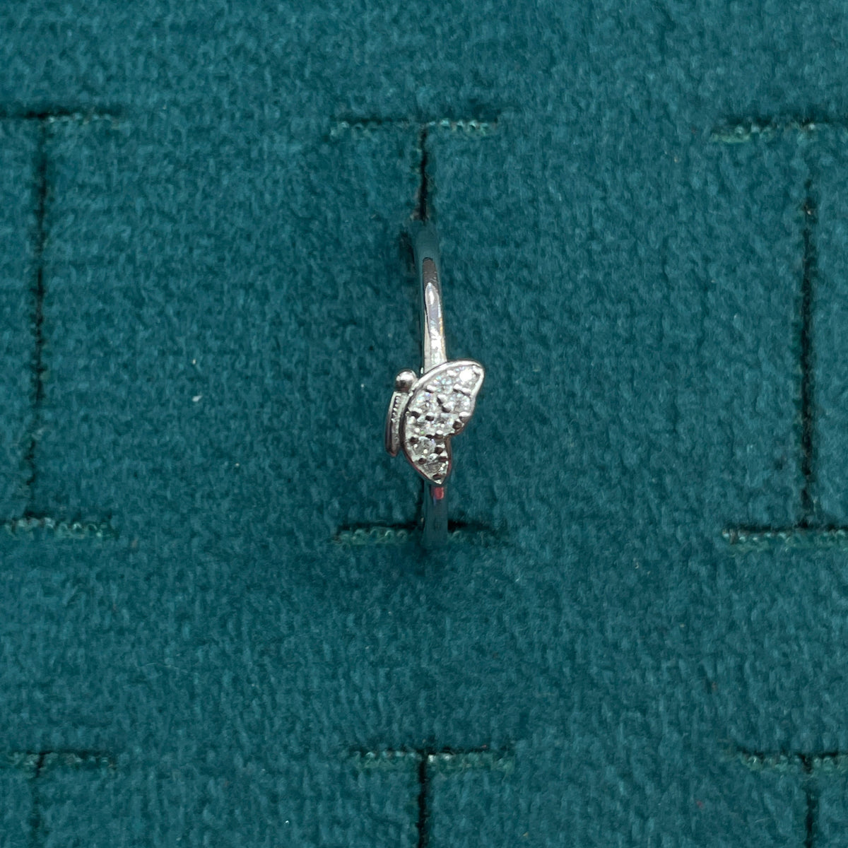 92.5 Sterling Silver Pave CZ Butterfly Finger Ring for Women
