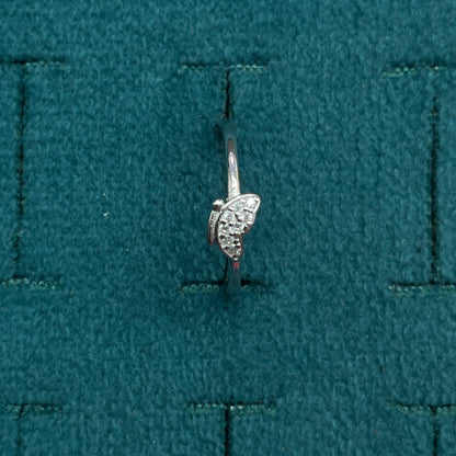 92.5 Sterling Silver Pave CZ Butterfly Finger Ring for Women