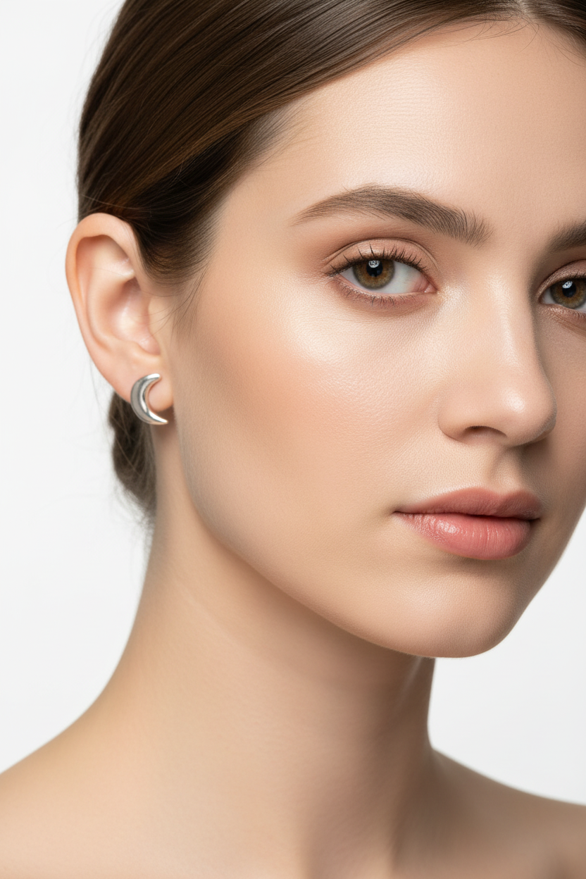 92.5 Silver Half Moon Earrings for Women | Stylish Celestial Design | Elegant Trend Jewellery