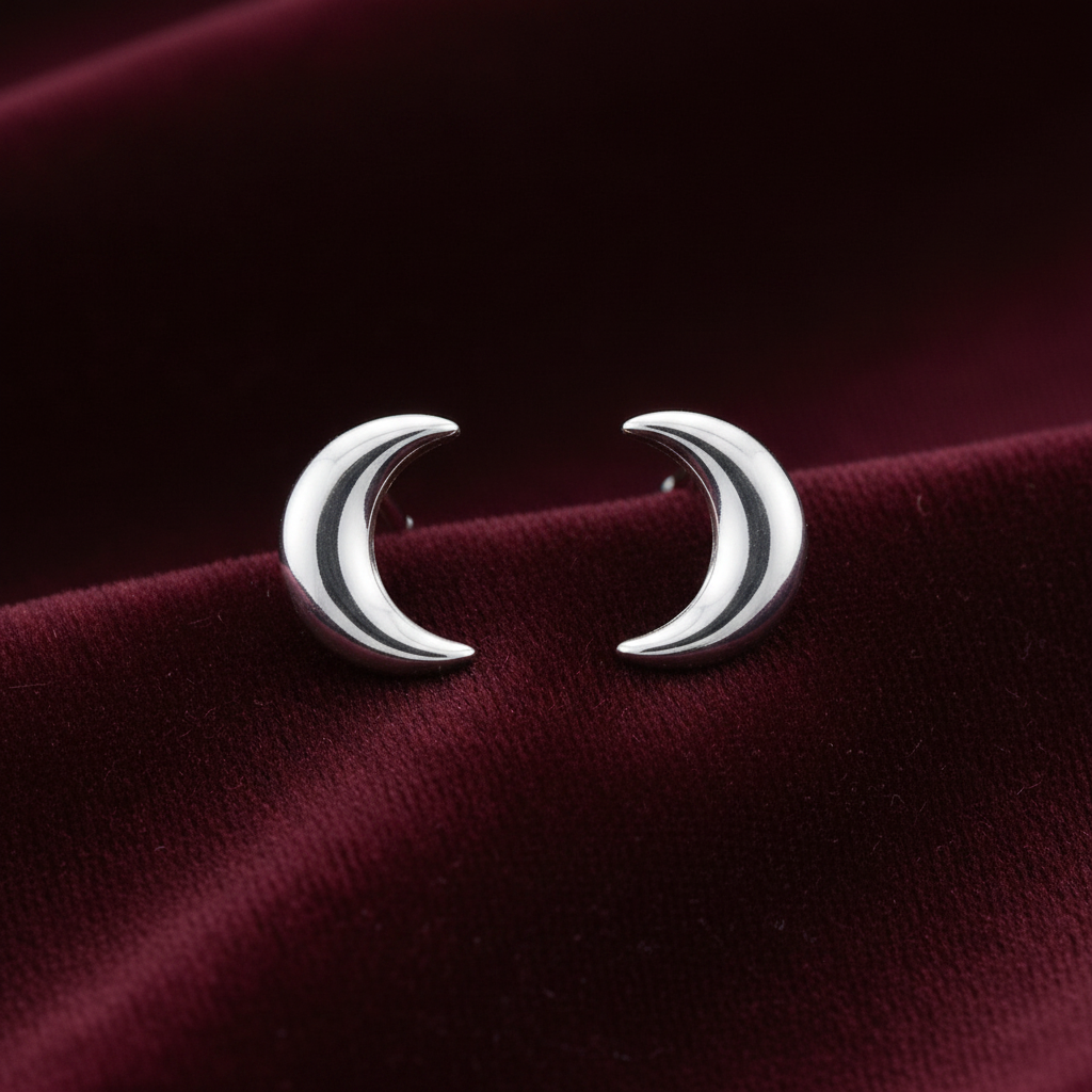 92.5 Silver Half Moon Earrings for Women | Stylish Celestial Design | Elegant Trend Jewellery