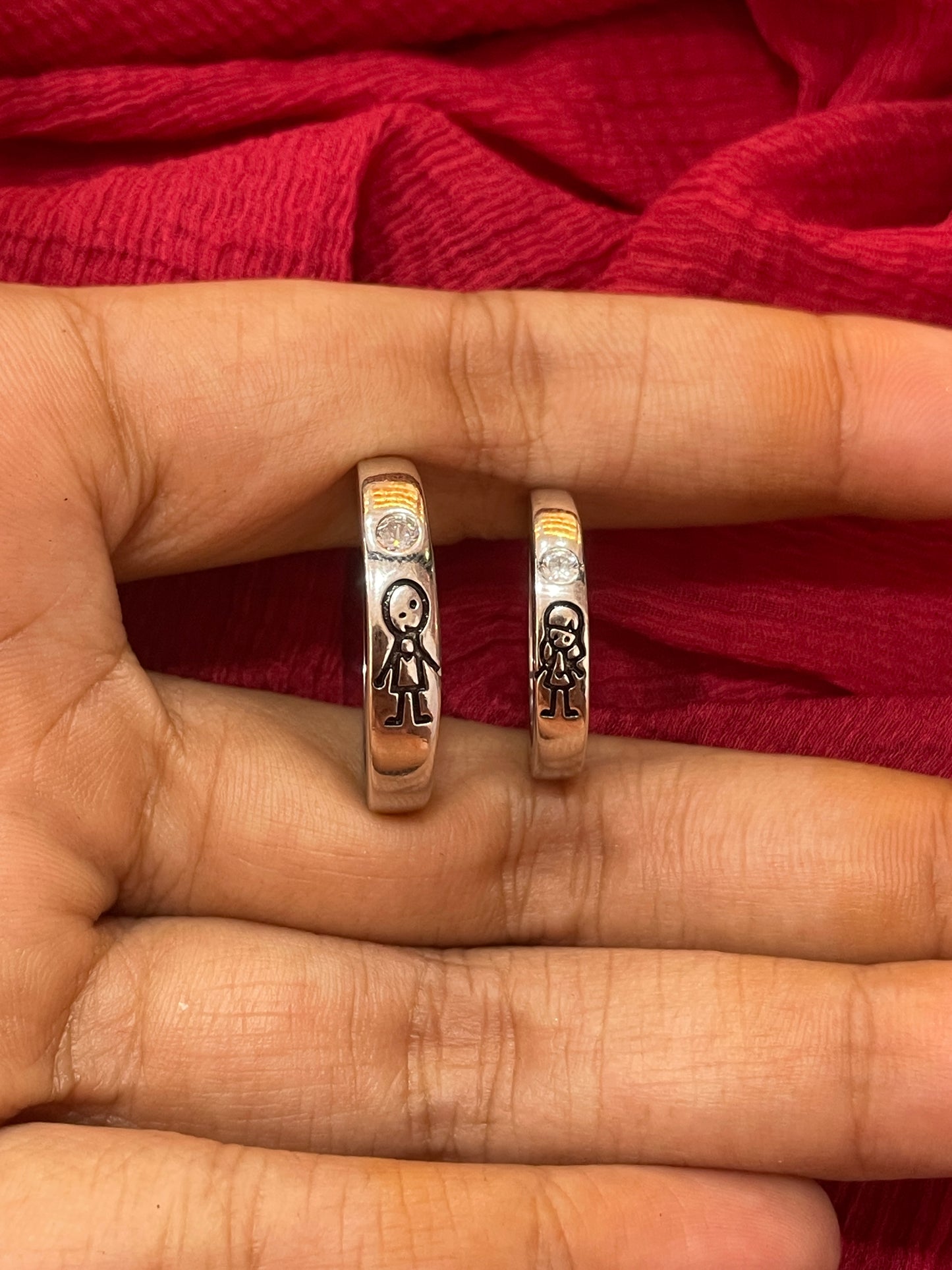 92.5 Silver Cute Couple Rings for Men Size 21 & Women Size 10 | Stylish Matching Love Design | Elegant Gift Jewellery