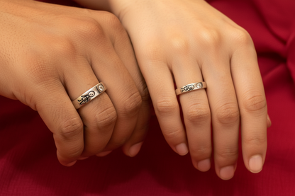 92.5 Silver Cute Couple Rings for Men Size 21 & Women Size 10 | Stylish Matching Love Design | Elegant Gift Jewellery