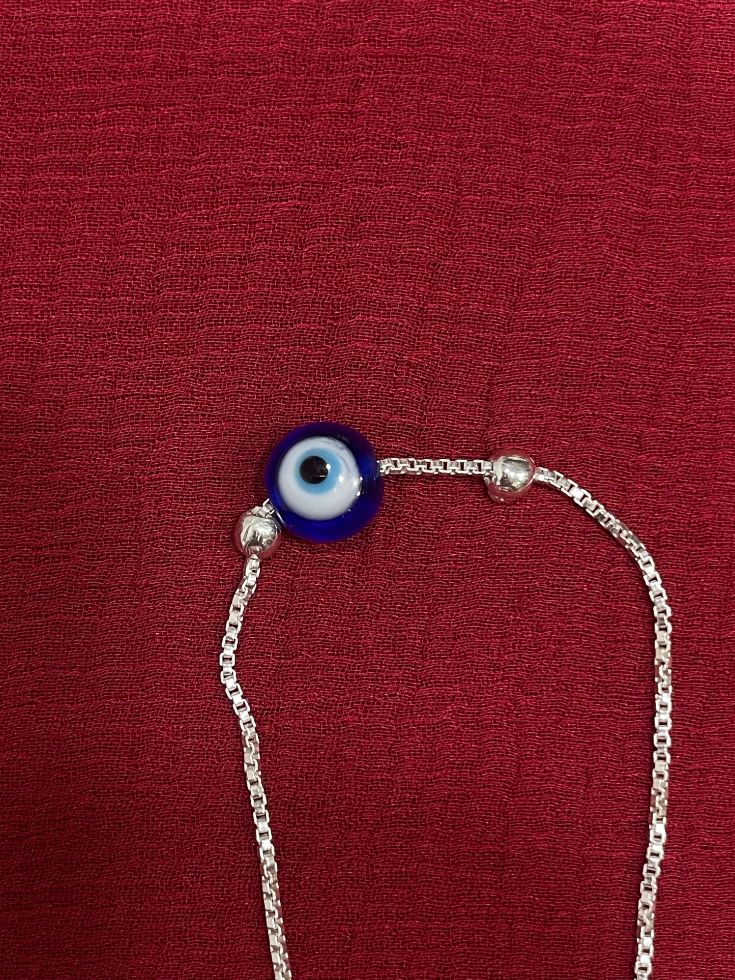 925 Evil Eye Box Chain Bracelet - 7 inch