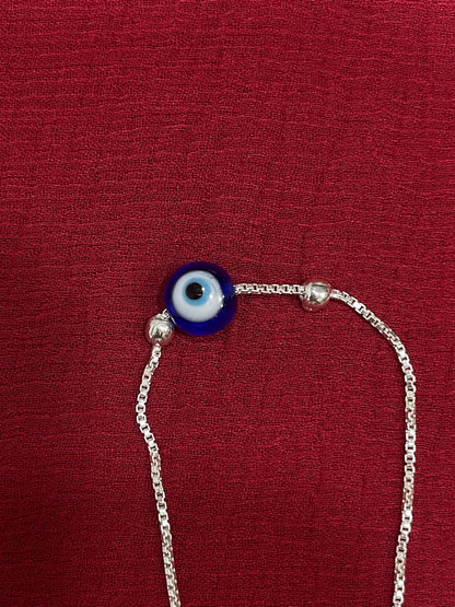 925 Evil Eye Box Chain Bracelet - 7 inch