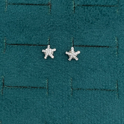 92.5 Silver White Stone Star Studs | Elegant Sparkle Design | Jewellery pair