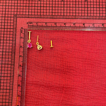 925 Silver Gold Plated Ruby Dangler Bugadi Pair
