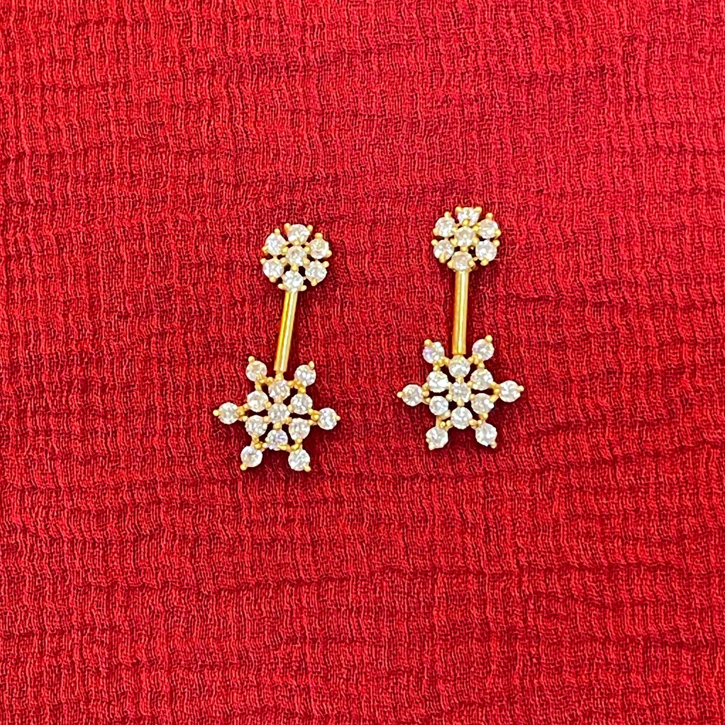Gold Plated CZ Bugadi Pair for Women | Helix Cartilage Earrings