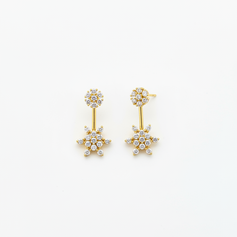 Gold Plated CZ Bugadi Pair for Women | Helix Cartilage Earrings