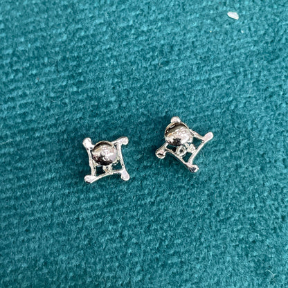 92.5 Sterling Silver CZ Cluster Open Square Frame Stud Earrings for Women pair