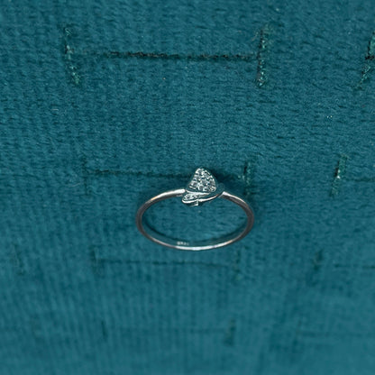 92.5 Sterling Silver Pave White CZ Butterfly Finger Ring for Women