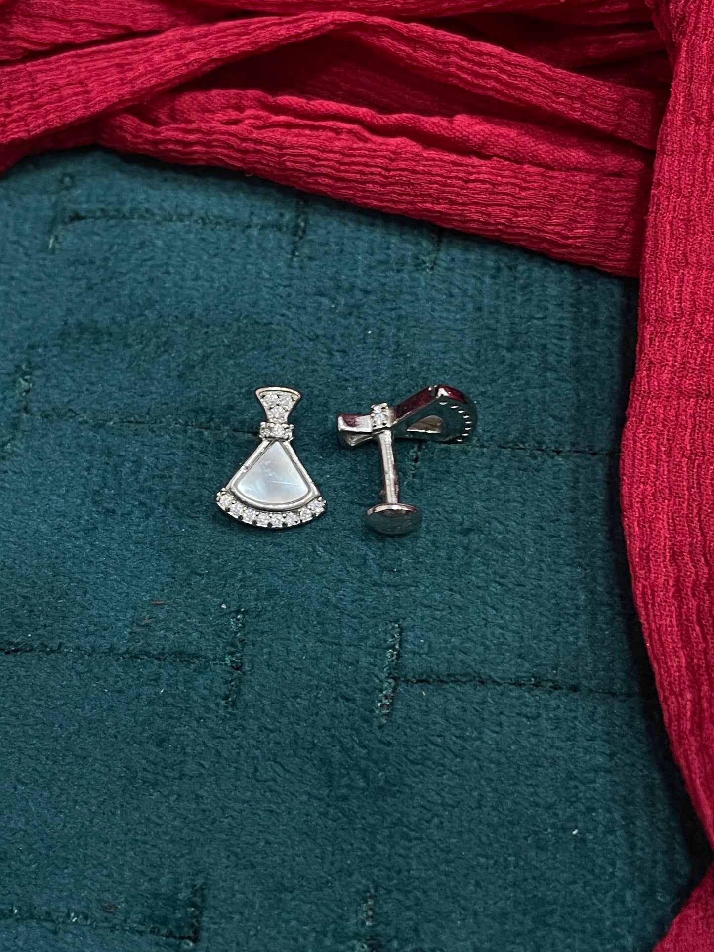 92.5 Silver MOP Triangle Studs | Elegant Modern Design | Jewellery