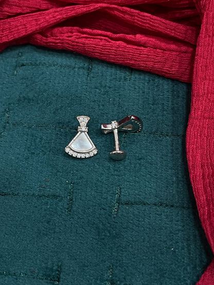 92.5 Silver MOP Triangle Studs | Elegant Modern Design | Jewellery