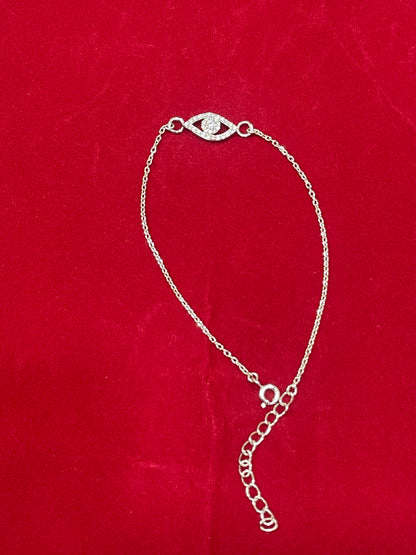 925 Sterling Silver Evil Eye Rakhi | CZ Stone Chain Rakhi for Raksha Bandhan