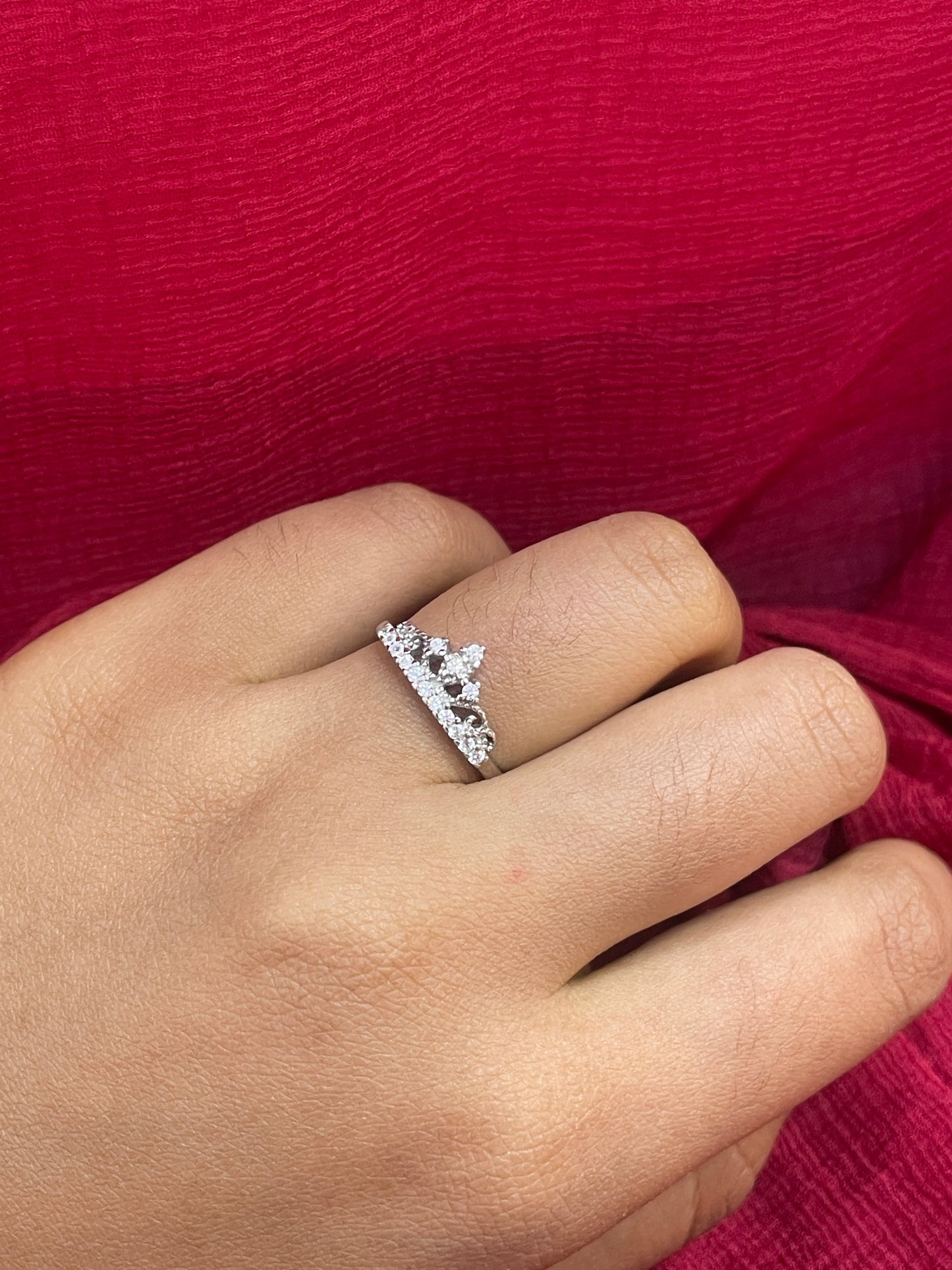 92.5 Silver Crown Ring for Women Size 15 | Stylish Regal Design | Elegant Fashion Jewellery