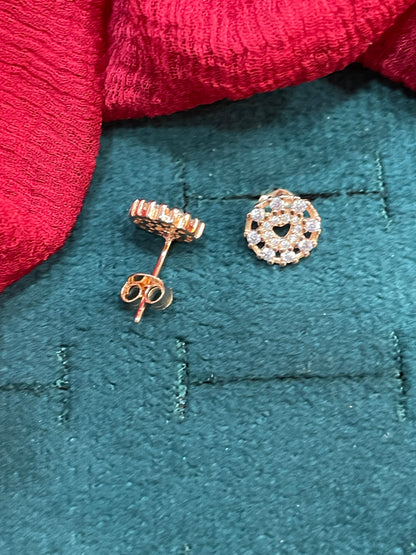 92.5 Silver Rose Gold Plated Studs | Stylish Elegant Design | Premium Jewellery