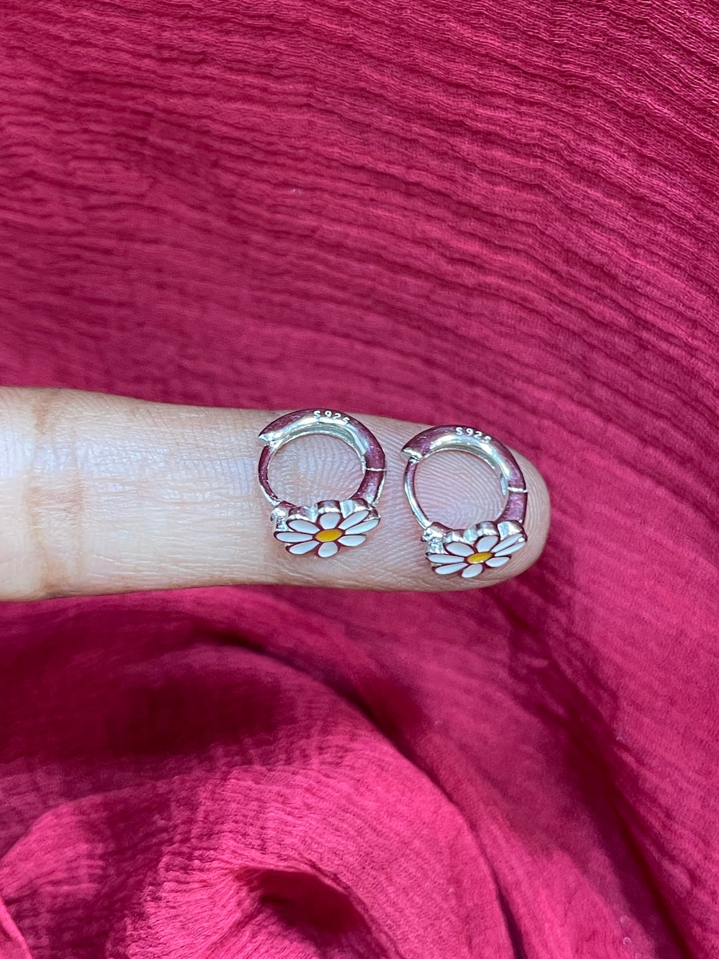 925 Silver Daisy Hoops