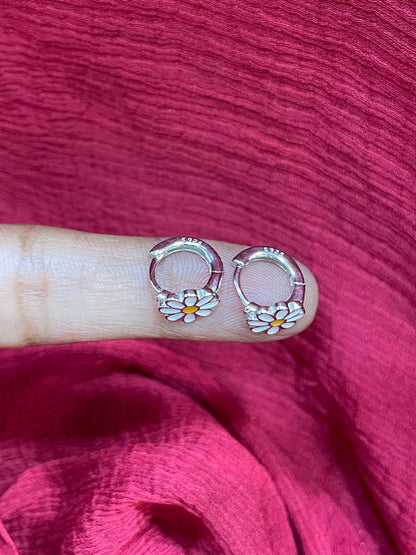 925 Silver Daisy Hoops