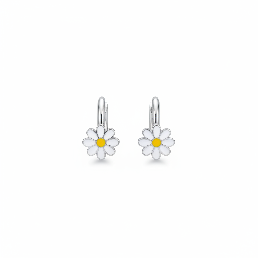 925 Silver Daisy Hoops