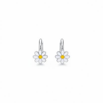 925 Silver Daisy Hoops