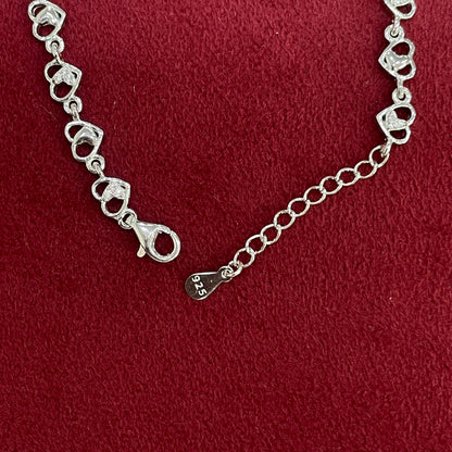 92.5 Silver Heart Link Bracelet for Women