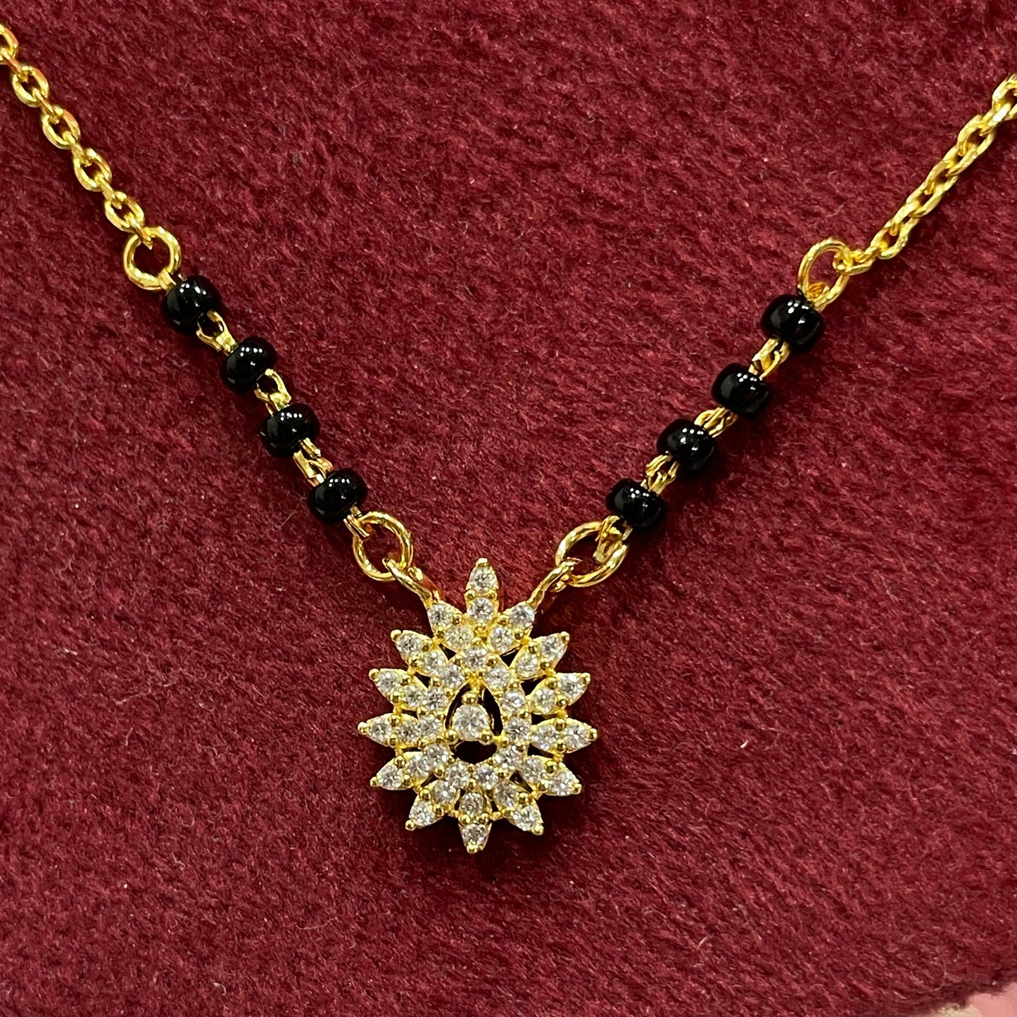 925 Silverv Gold-Plated Marquise Black bead chain for Women