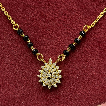 925 Silverv Gold-Plated Marquise Black bead chain for Women