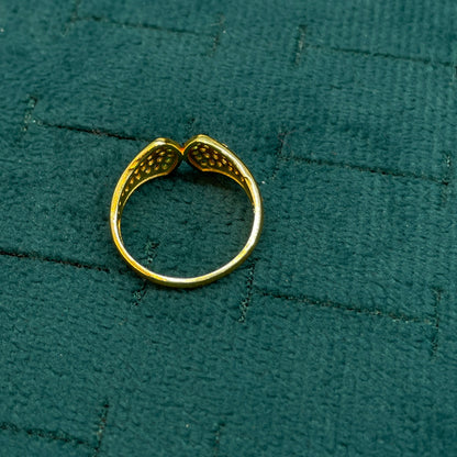 92.5 Silver Gold Plated Green & White CZ Pave Shield Ring for Women