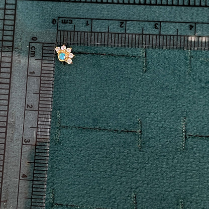 92.5 Sterling Silver Gold Plated Blue CZ Crown Nose Pin