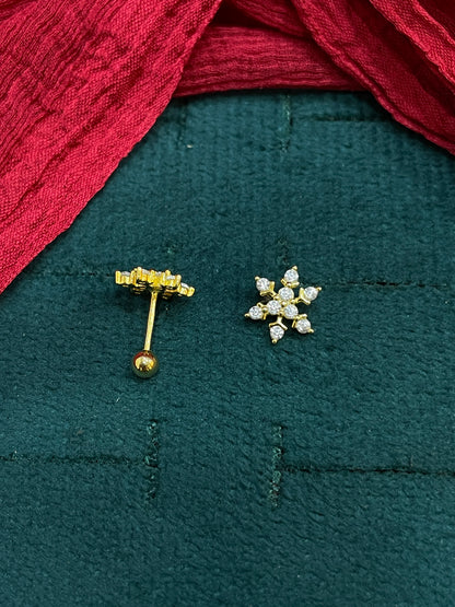 92.5 Silver Gold Plated Flower Earrings | Elegant Classic Design | Jewellery