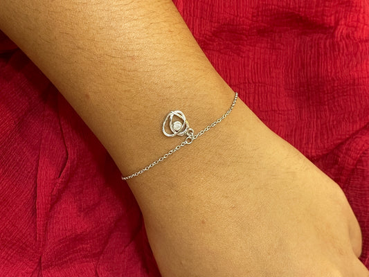 92.5 Silver Minimal Heart Bracelet for Women 8 Inches | Stylish Love Design | Elegant Jewellery