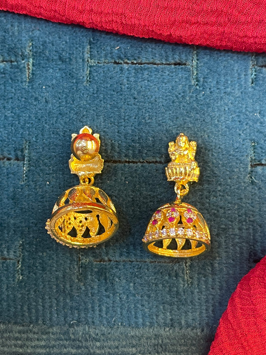 92.5 silver gold plated Lakshmi Devi earrings
