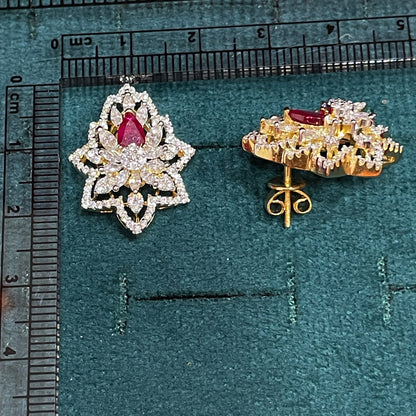 925 Silver Gold-Plated Royal Lotus Pendant & Earring Set
